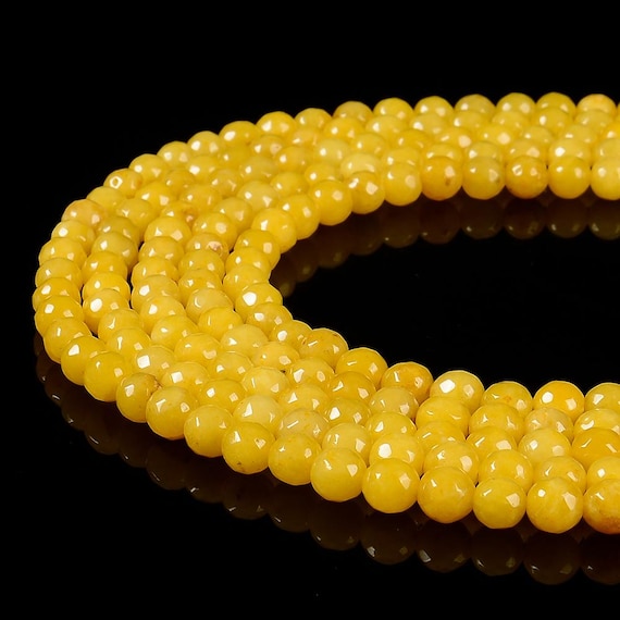 Yellow Jade Gemstone Faceted Round 8mm Loose Beads Bulk Lot 1,2,6,12 And 50 (d631)