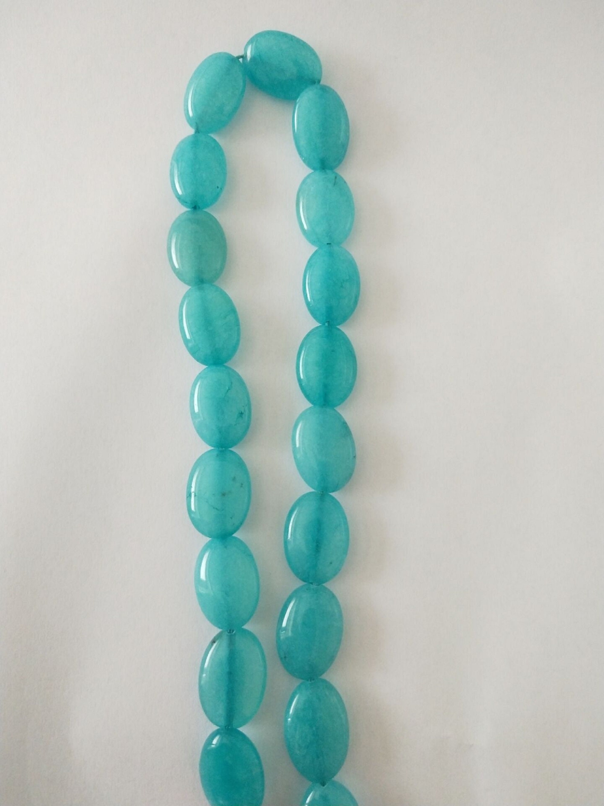 13x18mm Oval Jade Beads, Smooth Jade Beads, Flat Oval Blue Jade, Jade Necklace, Gemstone Beads, Wholesale Beads--15.5 Inches-22pcs--bj026