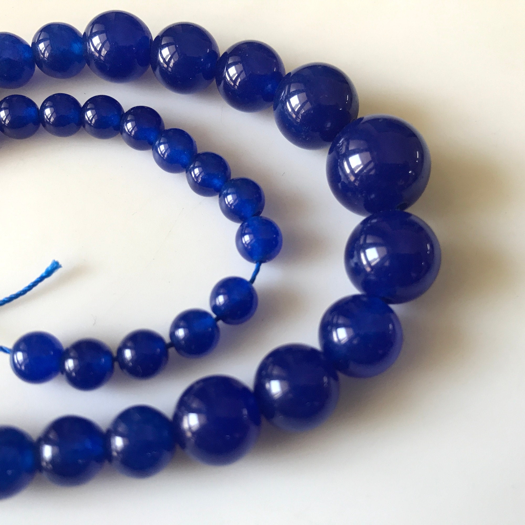6mm To 13mm Blue Jade Round Beads Blue Jade Smooth Round Beads 18 Inch Strand Jade Necklace, Jade Jewelry Gds1789