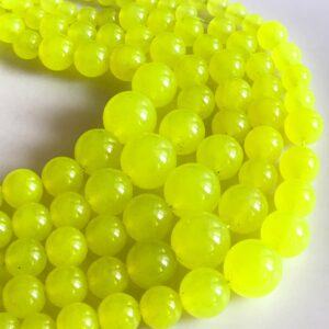 6mm To 13mm Lime Green Jade Round Beads, Green Jade Smooth Round Beads 18 Inch Strand Jade Necklace, Jade Jewelry Gds1782