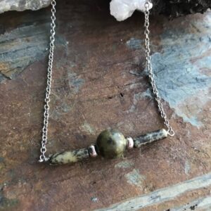 African Jade Bar Necklace - African Jewelry -  Healing Jewelry - OOAK African Jade Jewelry - Handmade Jewelry