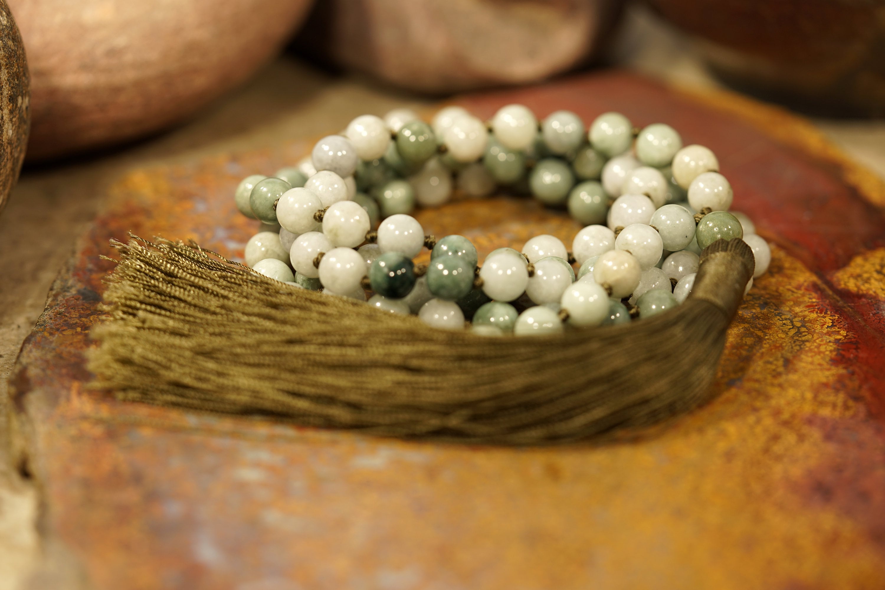 African Jadeite Mala • African Jade Necklace • 108+1 • •african Jade Tasseled Necklace • 8mm • Hand-knotted Mala Beads • 4500 African Jadeite Mala • African Jade Necklace • 108+1 • •african Jade Tasseled Necklace • 8mm • Hand-knotted Mala Beads • 4500