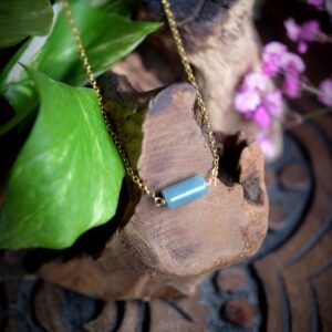 Blue Water Jade Guatemalan Jadeite Barrel Bead Gold Plated, Silver Plated or Sterling Silver Necklace, Custom Handmade Made to Order