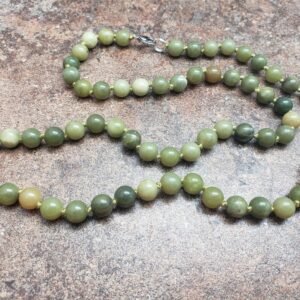 Canada Jade Hand Knotted Necklace With Lobster Claw Clasp