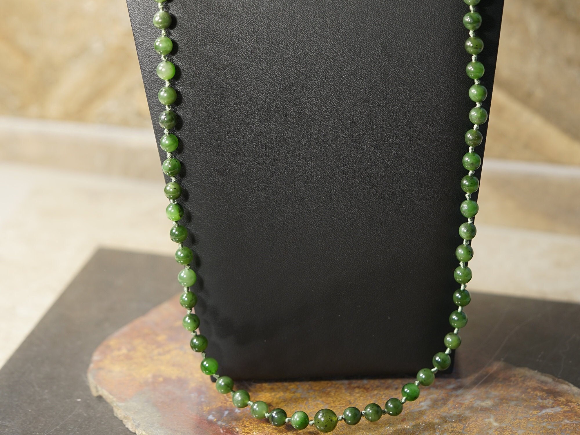 Canadian Jade Necklace • Nephrite Jade Necklace • 7-8mm • Canadian Jade Jewelry • Wisdom Stone • Heart Chakra • Green Jade • 4924 Canadian Jade Necklace • Nephrite Jade Necklace • 7-8mm • Canadian Jade Jewelry • Wisdom Stone • Heart Chakra • Green Jade • 4924