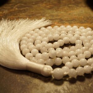 Clear White Jade Mala • Jade Mala Necklace • White Jade Necklace • Knotted Mala Beads • Jade Necklace • Yoga Jewelry • 6mm • 2135