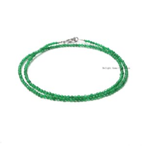 Green Jade Beaded Necklace, Micro Faceted Gemstone, 18 Inch Green Jade Beaded Necklace, Micro Faceted Gemstone, 18 Inch