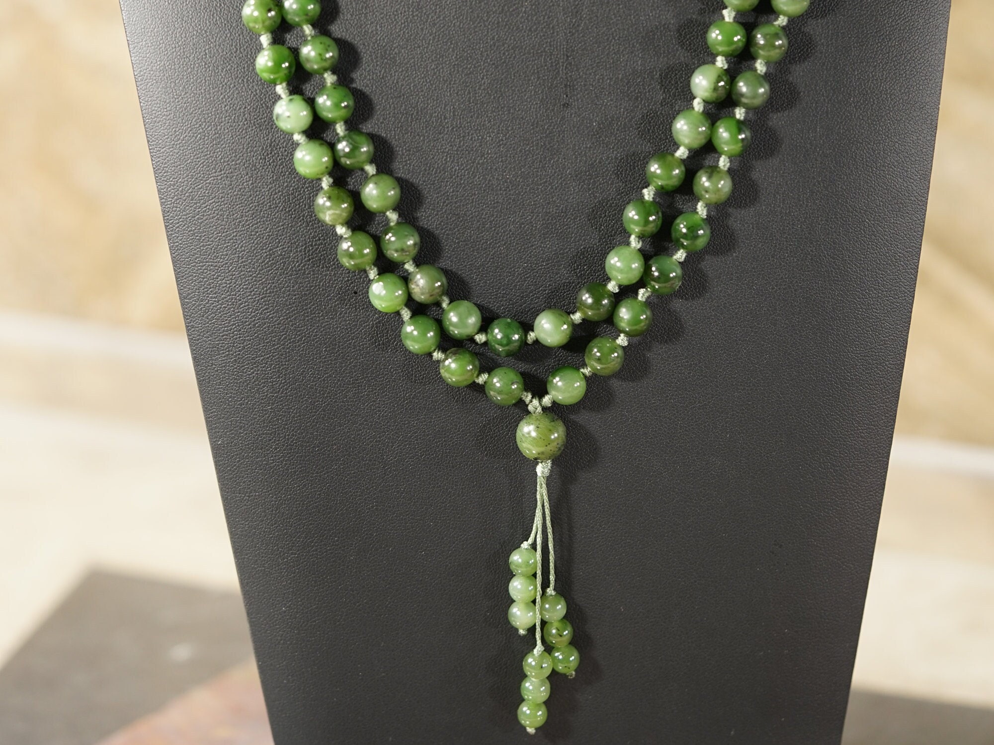 Green Jade Mala • Nephrite Jade Mala Necklace • 6mm • 8mm • 10mm • Canadian Jade Jewelry • Wisdom Stone • Heart Chakra • 108+1 • Ag4908