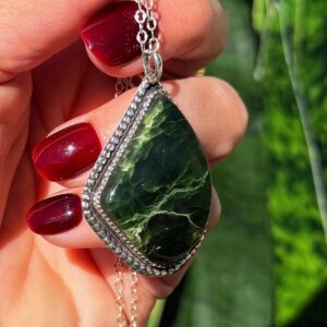 Guatemalan Jade necklace in sterling silver-  for strength, health, wealth, and good fortune - healing crystal - Jade crystal