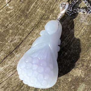 Hand Carved Lavender Jade Grapes Healing Stone Necklace!