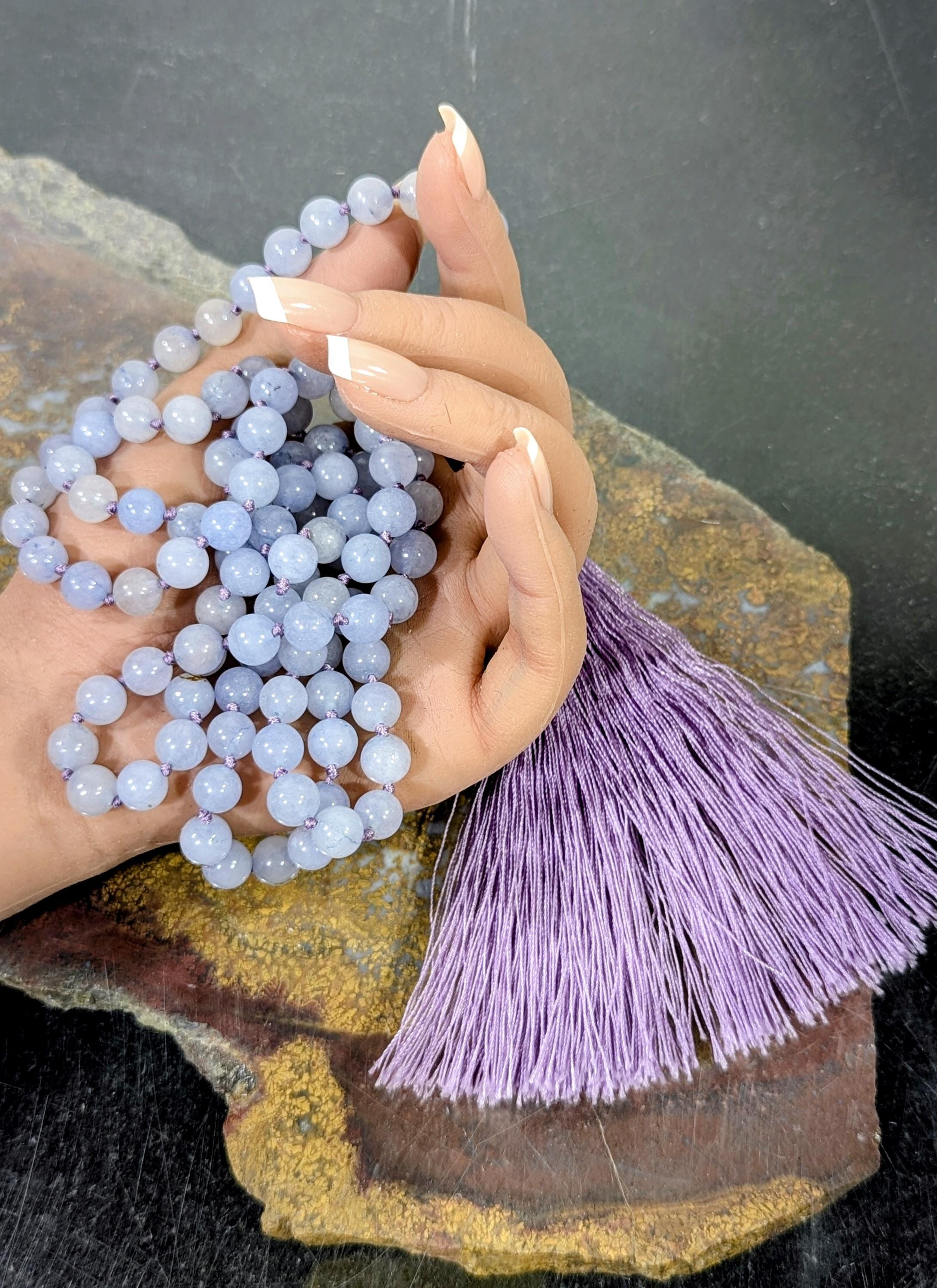 High Quality Periwinkle Jade Mala • 108+ • 8mm • Gentle Energy •romantic • Communication • Ooak Mala • Gift For A Dreamer • X5144 High Quality Periwinkle Jade Mala • 108+ • 8mm • Gentle Energy •romantic • Communication • Ooak Mala • Gift For A Dreamer • X5144