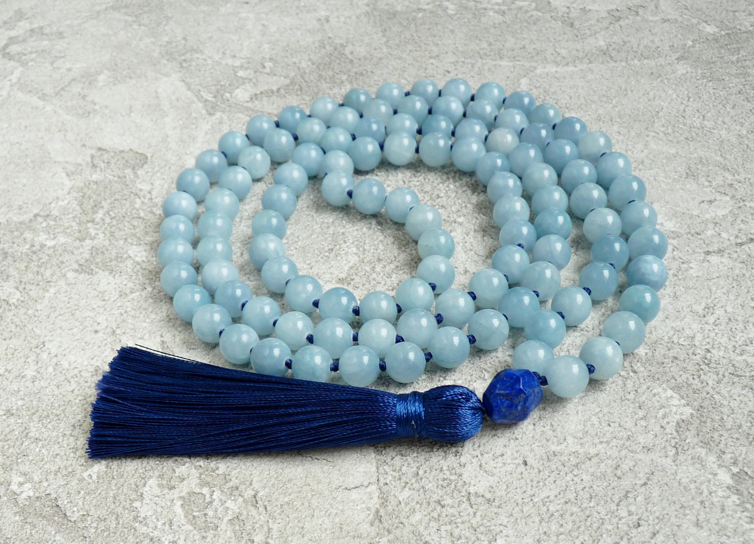 Jade Mala Necklace Blue Tassel Hand Knotted Bead Necklace Aquamarine Color Jade Beaded Necklace Yoga Gift Jewelry Prayer Beads Necklace Boho Jade Mala Necklace Blue Tassel Hand Knotted Bead Necklace Aquamarine Color Jade Beaded Necklace Yoga Gift Jewelry Prayer Beads Necklace Boho