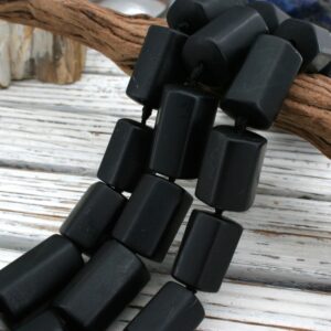 Matte Black Jade Hexagon Prism Beads 15-18.5mm (etb01498) Unique Jewelry/vintage Jewelry/gemstone Necklace