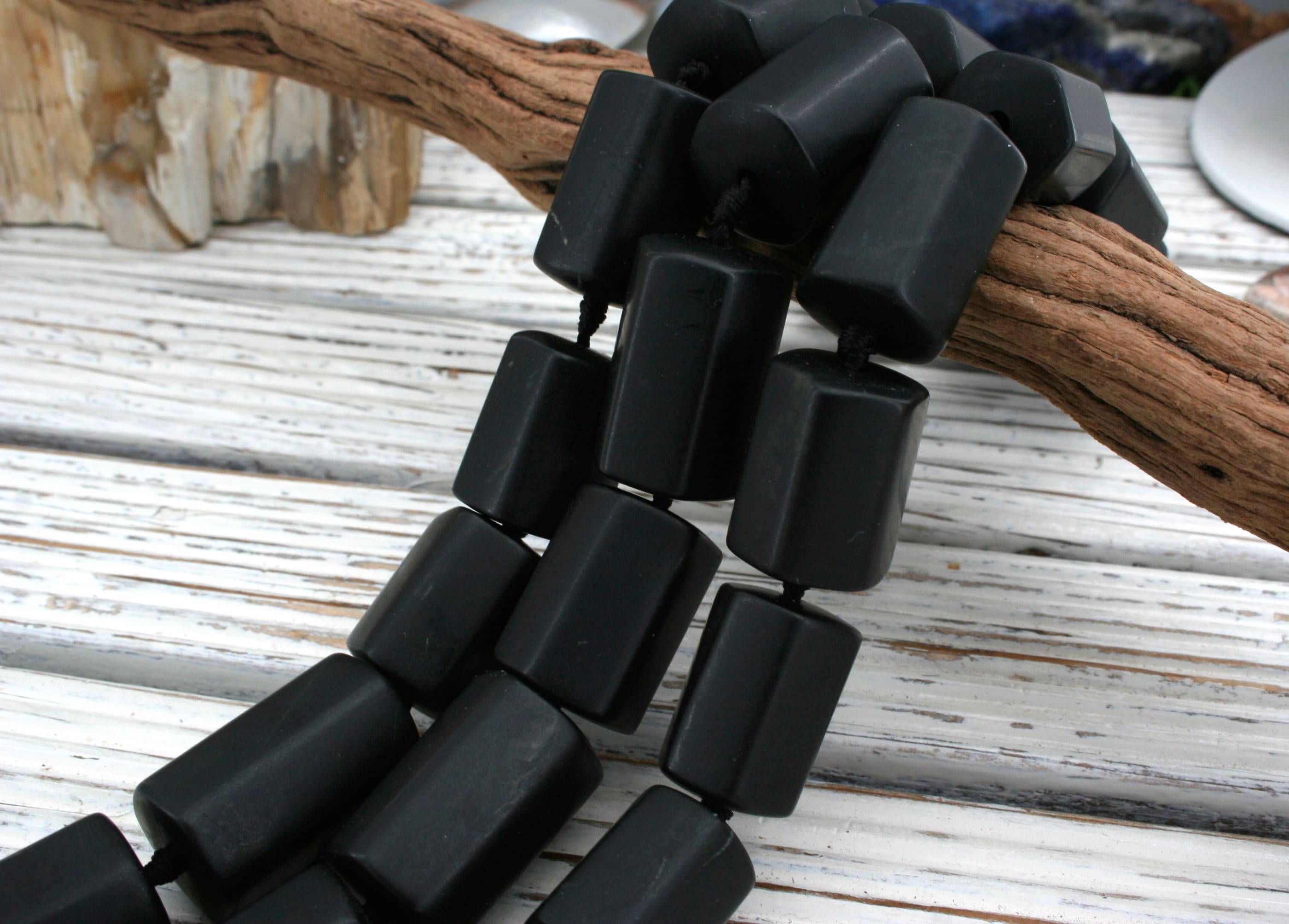 Matte Black Jade Hexagon Prism Beads 15-18.5mm (etb01498) Unique Jewelry/vintage Jewelry/gemstone Necklace