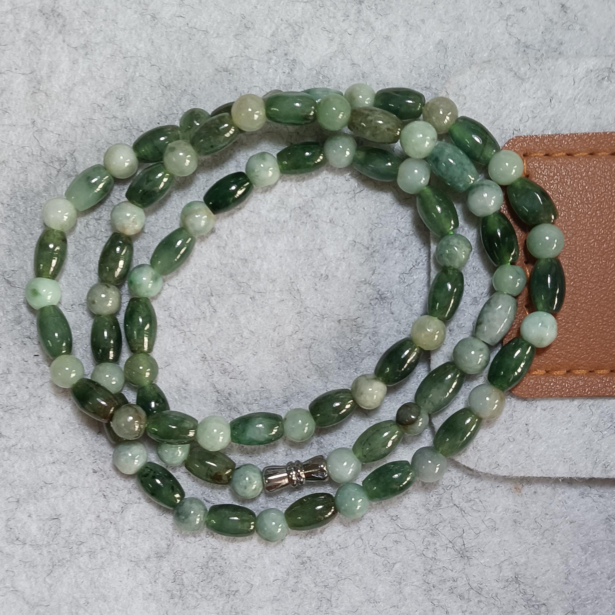 Natural Burma Jade Necklace: Jadeite Beads, 24 Inch