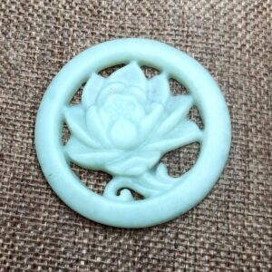Natural Jade Light Green Jade Louts Circle Symbolizes Blessing 莲花玉坠 Diy Necklace