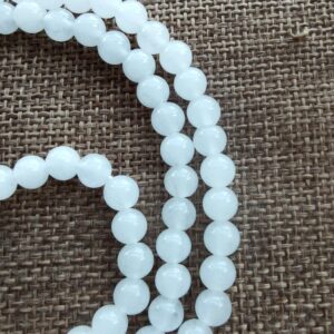 Natural White Nephrite Jade 108 Bead Necklace (24 Inches)