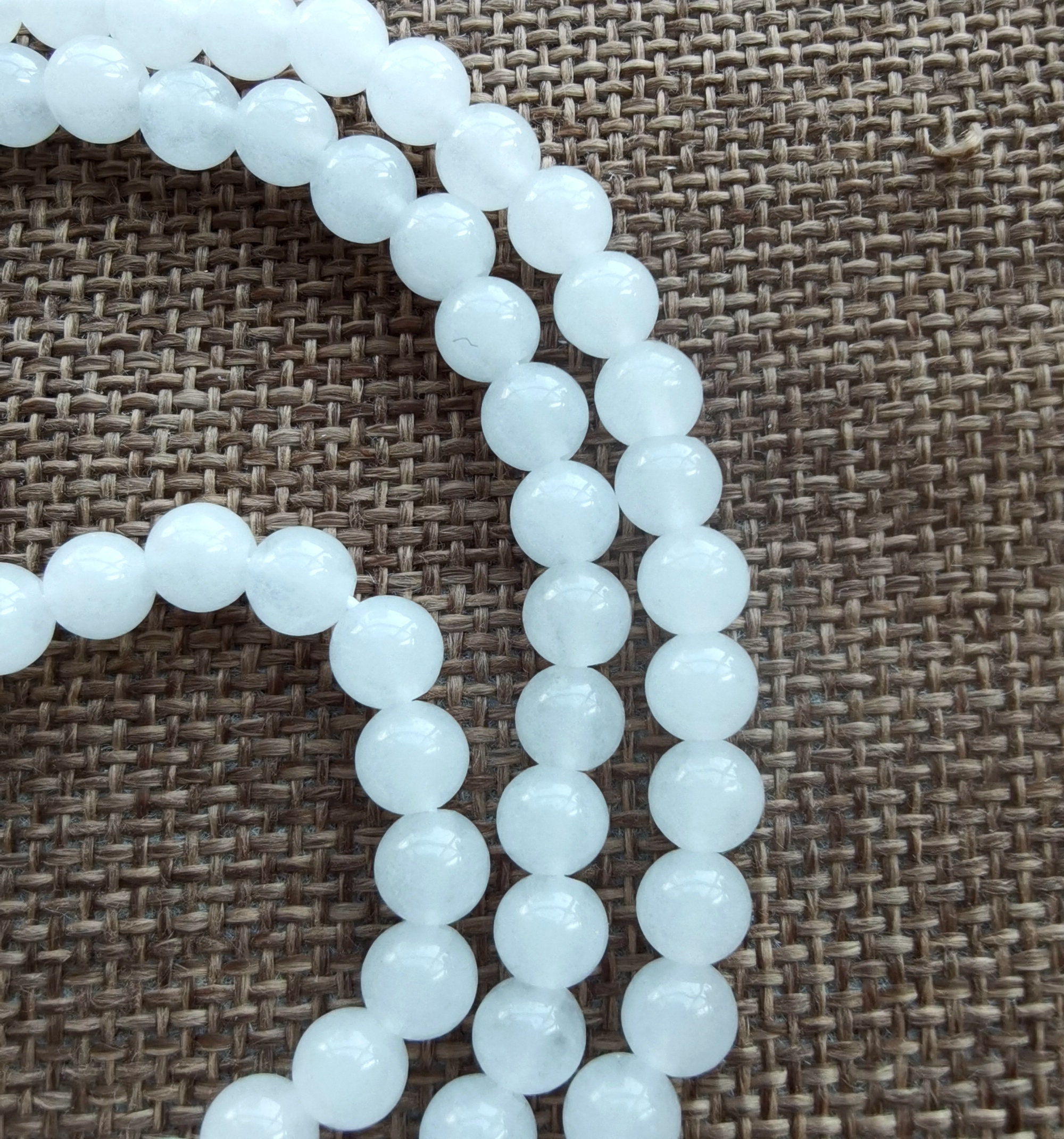 Natural White Nephrite Jade 108 Bead Necklace (24 Inches)
