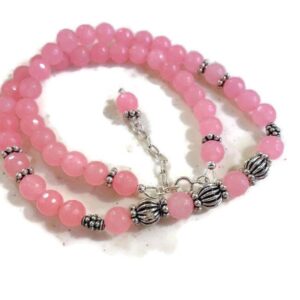 Pink Necklace - Jade Gemstone Jewellery - Sterling Silver Jewelry - Beaded - Extender Chain - Jewelrybycarmal - Gift - Handmade