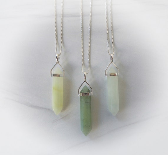 Jade Necklace Sterling Silver • Real Jade Necklace • Jade Crystal Necklace, Green Jade Necklace • Healing Crystal • Jade Necklace Men