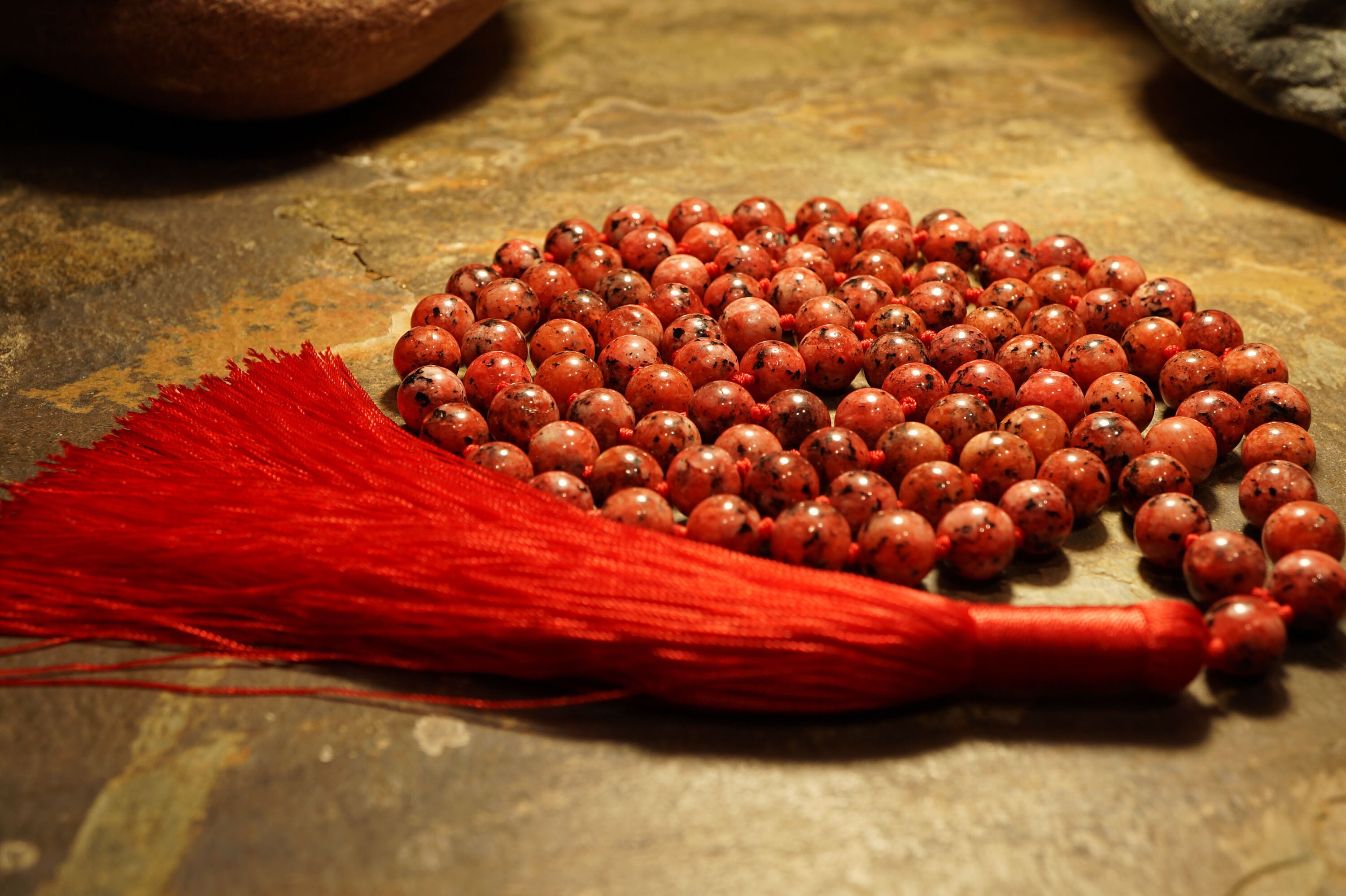 Strawberry Jade Mala • Jade Mala Necklace • Red Jade Necklace • Knotted Mala Beads • Jade Necklace • High Quality Dyed Jade • 8mm • 2130