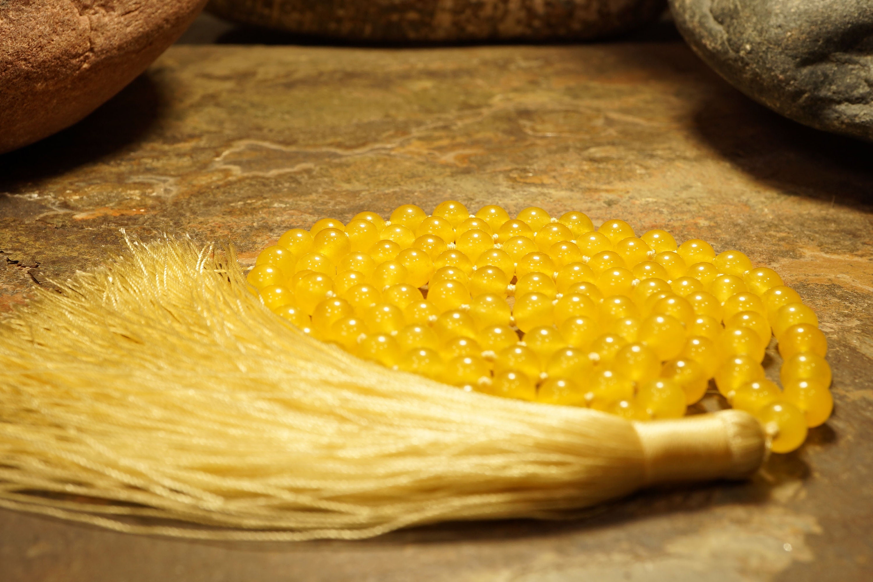 Yellow Jade Mala • Jade Mala Necklace • Yellow Jade Necklace • Knotted Mala Beads • Jade Necklace • High Quality Dyed Jade • 6mm • 2147