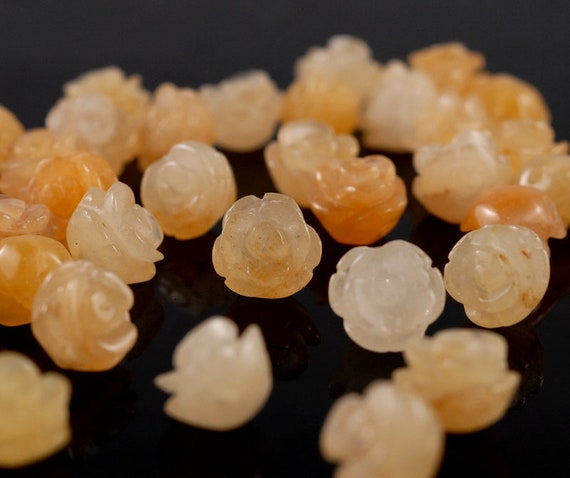 10mm Yellow Jade Gemstone Carved Rose Flower Beads Bulk Lot 5,10,20,30,50 (90187282-002) 10mm Yellow Jade Gemstone Carved Rose Flower Beads Bulk Lot 5,10,20,30,50 (90187282-002)