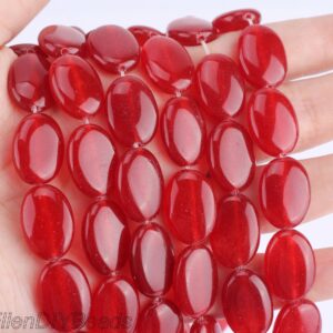 13x18mm Beautiful Red Oval Jade, Deep Color Jade, Flat Beads, Smooth Jade Beads, Diy Jewelry, Full Strand, Wholesale Loose Beads----stn00325 13x18mm Beautiful Red Oval Jade, Deep Color Jade, Flat Beads, Smooth Jade Beads, Diy Jewelry, Full Strand, Wholesale Loose Beads----stn00325