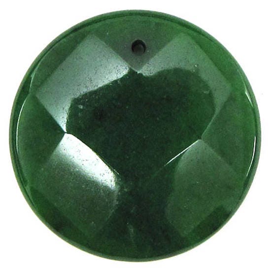 2 Pieces 40mm Faceted Emerald Green Jade Coin Bead Pendant 30464 2 Pieces 40mm Faceted Emerald Green Jade Coin Bead Pendant 30464