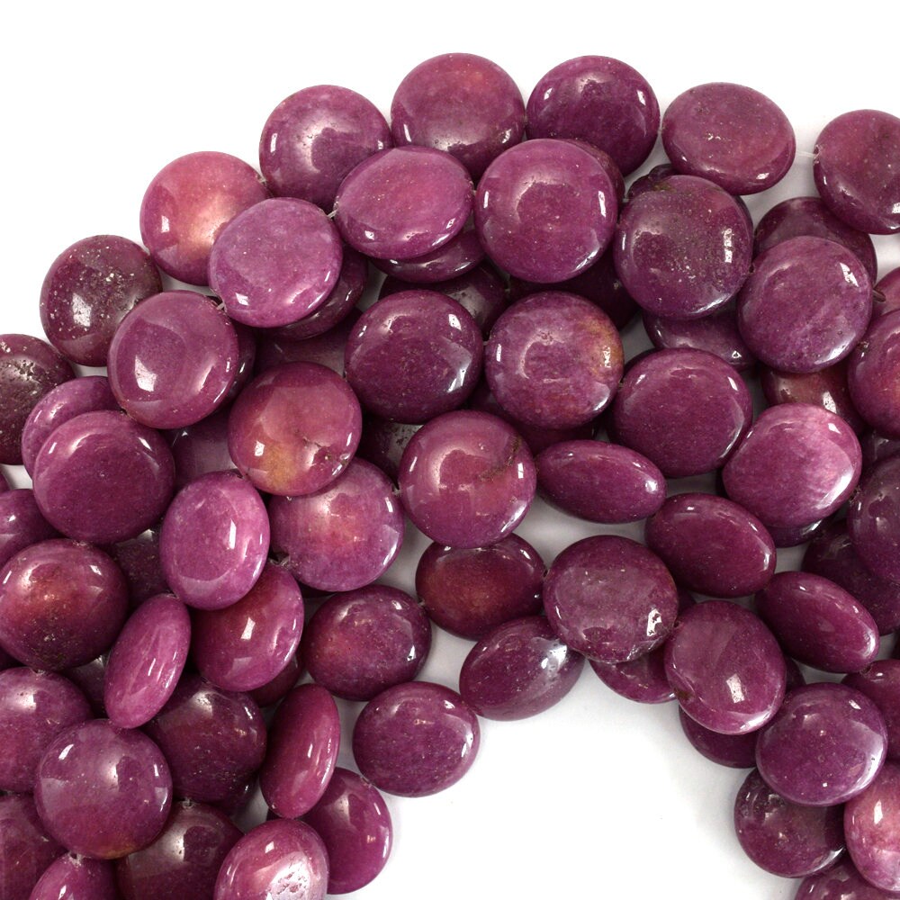 20mm Lavender Jade Coin Beads 15.5" Strand
