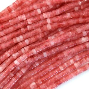2x4mm Pink Colored Jade Heishi Disc Beads 15.5" Strand 2x4mm Pink Colored Jade Heishi Disc Beads 15.5" Strand