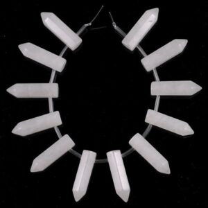 31x8mm White Jade Gemstone Point Healing Chakra Hexagonal Point Focal Bead Full Strand 12 Beads (90183770A-368) 31x8mm White Jade Gemstone Point Healing Chakra Hexagonal Point Focal Bead Full Strand 12 Beads (90183770A-368)