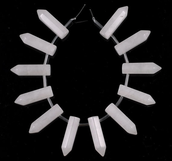 31x8mm White Jade Gemstone Point Healing Chakra Hexagonal Point Focal Bead Full Strand 12 Beads (90183770a-368) 31x8mm White Jade Gemstone Point Healing Chakra Hexagonal Point Focal Bead Full Strand 12 Beads (90183770a-368)