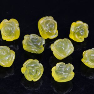 5 Beads 10mm Yellow Lemon Jade Handcrafted Beads Rose Carved Genuine Natural Flower Gemstone Bulk Lot Options (112590-3588)