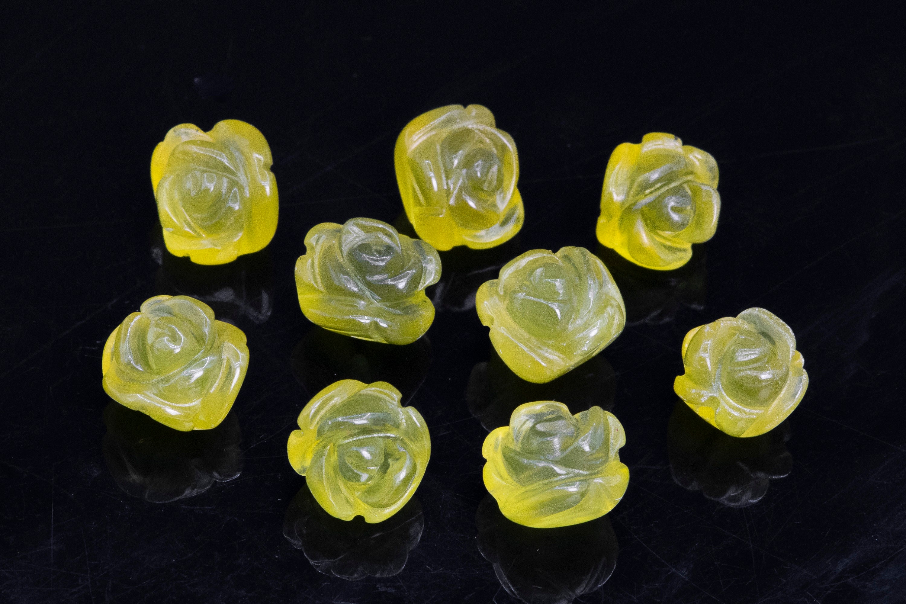 5 Beads 10mm Yellow Lemon Jade Handcrafted Beads Rose Carved Genuine Natural Flower Gemstone Bulk Lot Options (112590-3588) 5 Beads 10mm Yellow Lemon Jade Handcrafted Beads Rose Carved Genuine Natural Flower Gemstone Bulk Lot Options (112590-3588)