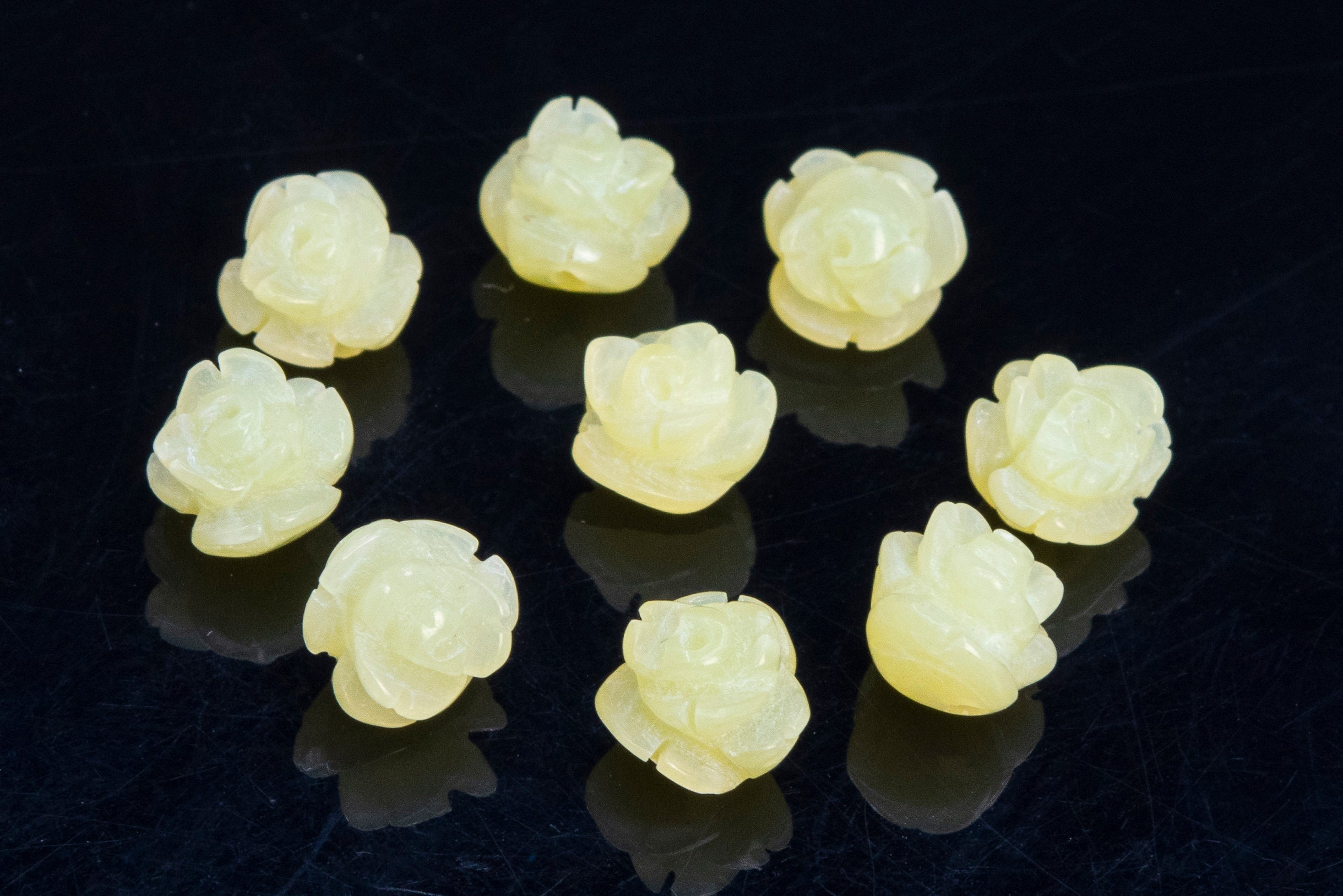 5 Beads 8mm Light Yellow Lemon Jade Handcrafted Beads Rose Carved Genuine Natural Flower Gemstone Bulk Lot Options (112574-3588) 5 Beads 8mm Light Yellow Lemon Jade Handcrafted Beads Rose Carved Genuine Natural Flower Gemstone Bulk Lot Options (112574-3588)