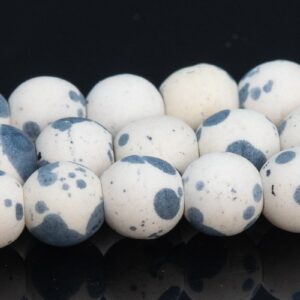 6mm Matte White Rain Flower Jade Beads Apple Loose Beads 15" / 7.5" Bulk Lot Options (110072)