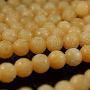 8mm Yellow Jade Gemstone Flower Loose Beads 14.5 Inch Full Strand (90187338-716b)