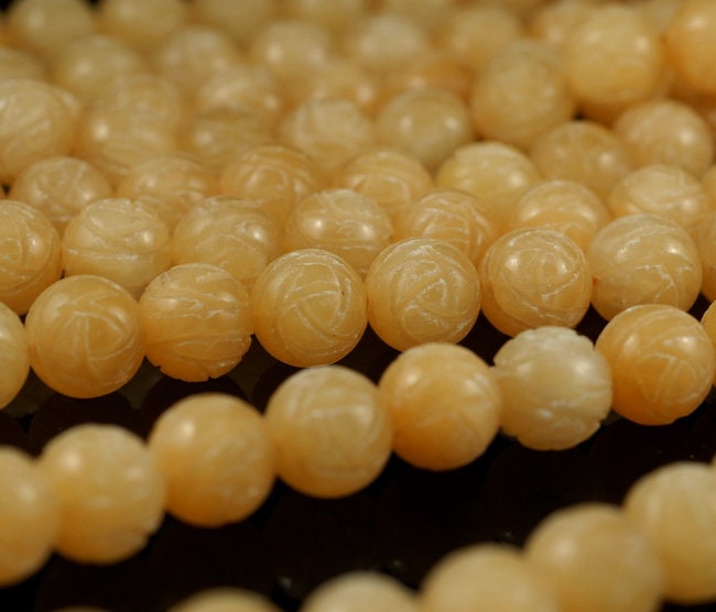 8mm Yellow Jade Gemstone Flower Loose Beads 14.5 Inch Full Strand (90187338-716b) 8mm Yellow Jade Gemstone Flower Loose Beads 14.5 Inch Full Strand (90187338-716b)