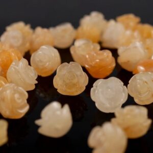 8mm Yellow Jade Gemstone Carved Rose Flower Beads Bulk Lot 5,10,20,30,50 (90187283-002)