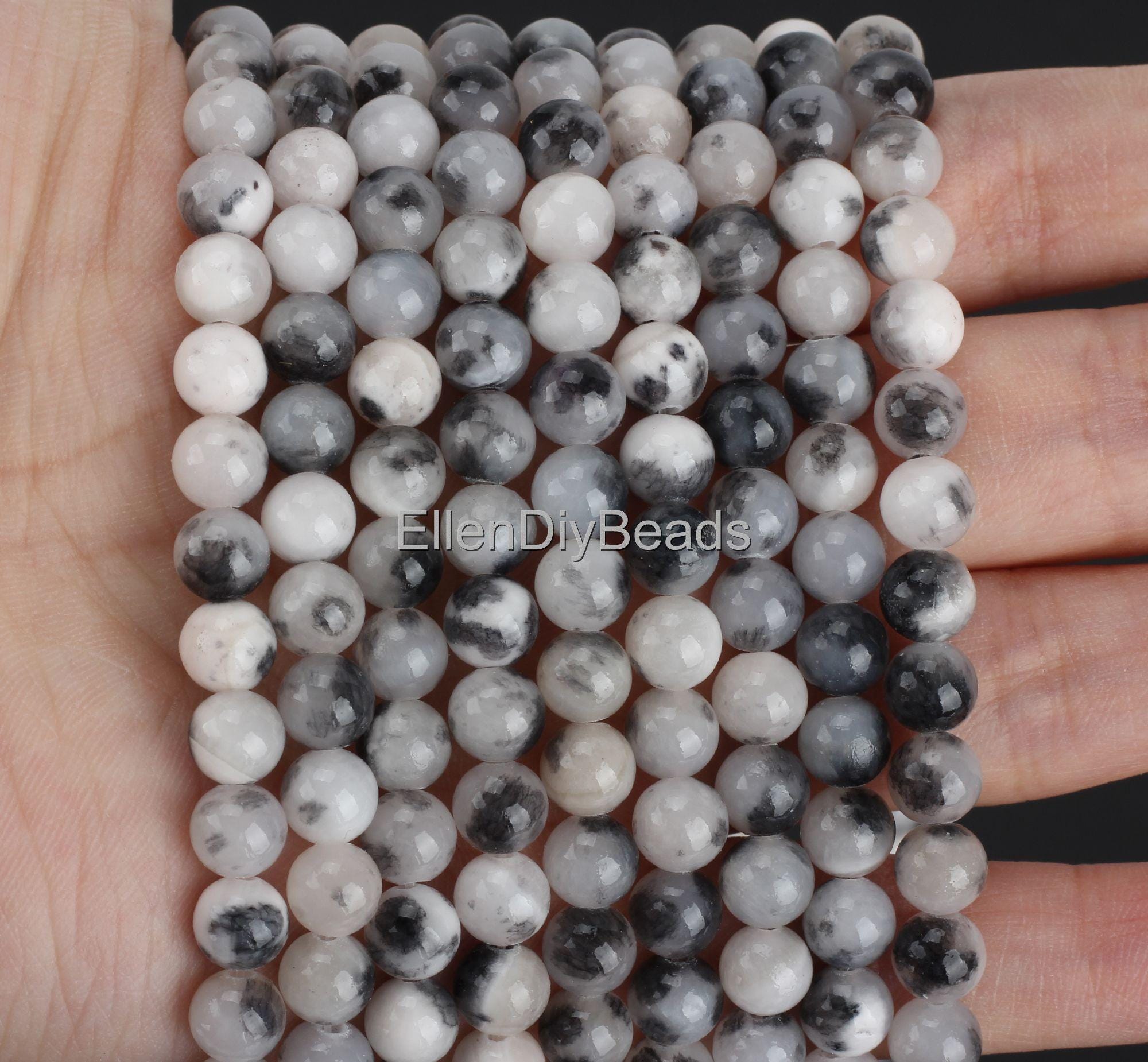 Black White Persian Jade Beads, Semi-precious Stone Beads, Diy Jewelry,persian Gemstone Beads, Wholesale Loose Beads,full Strand--stn00464