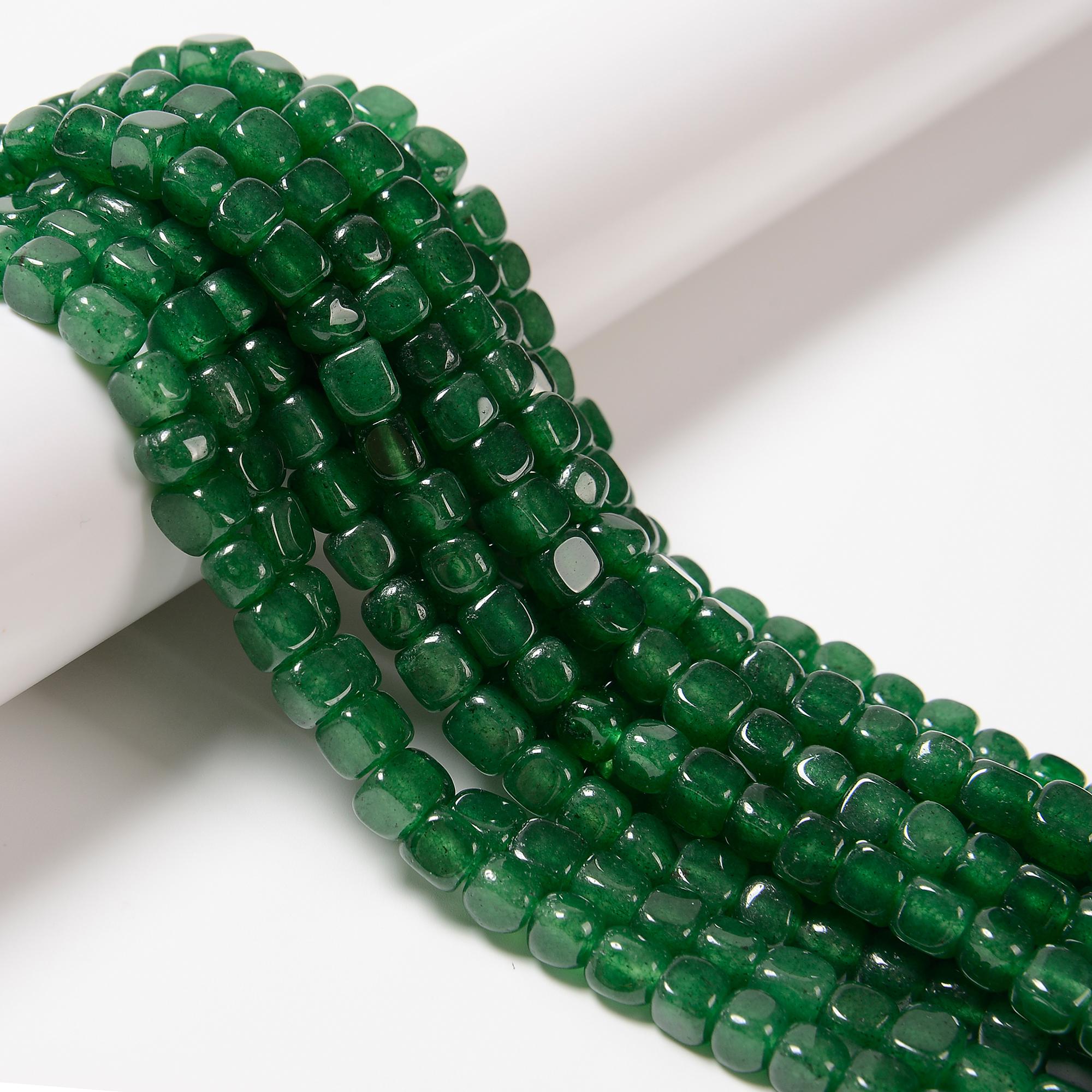 Emerald Green Color Dyed Jade Smooth Cube Beads Size 6-7mm 15.5'' Strand Emerald Green Color Dyed Jade Smooth Cube Beads Size 6-7mm 15.5'' Strand