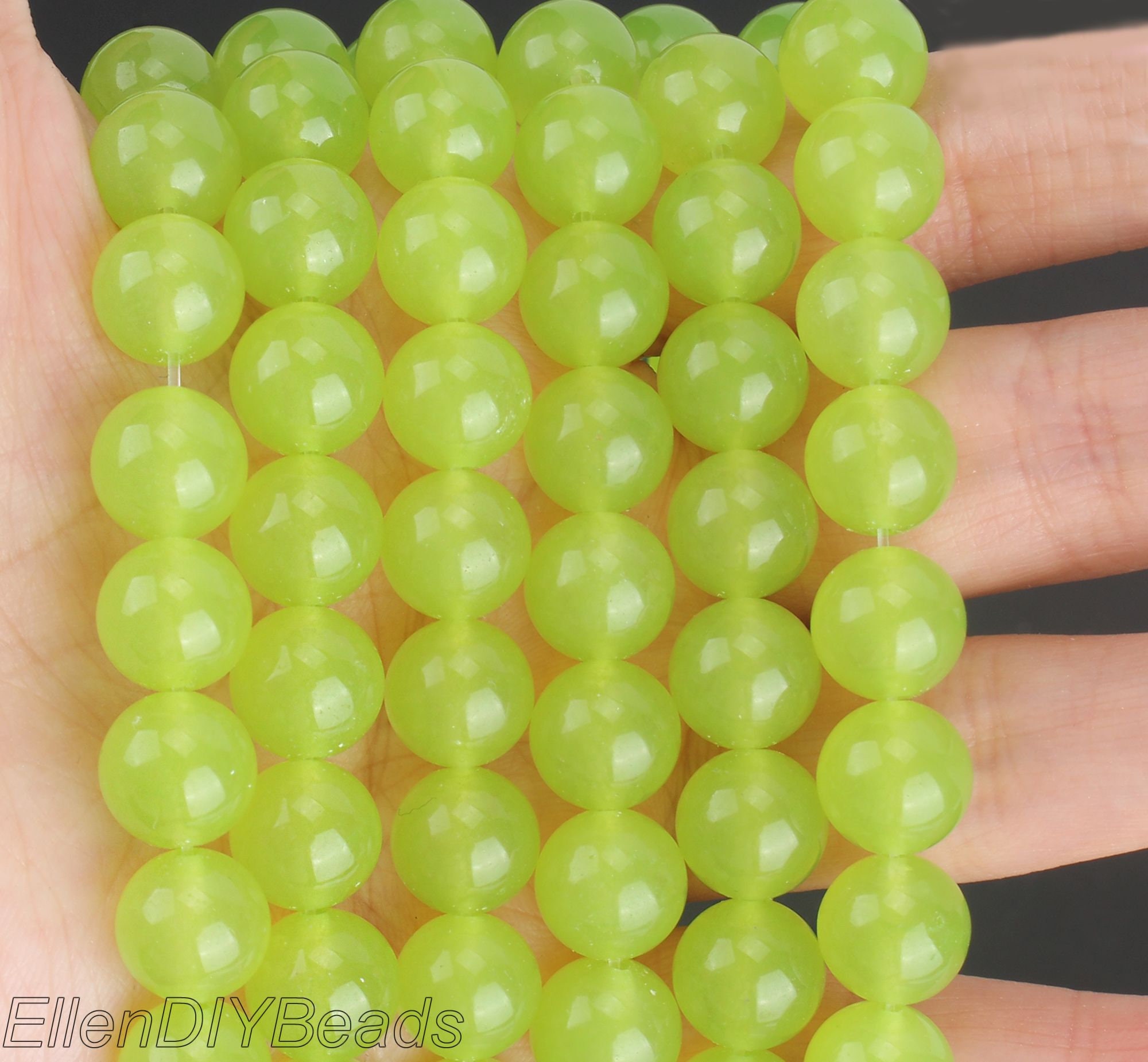 Fluorescent Green Jade Beads: 4-12mm Gemstone Diy Jewelry Supplies Fluorescent Green Jade Beads: 4-12mm Gemstone Diy Jewelry Supplies