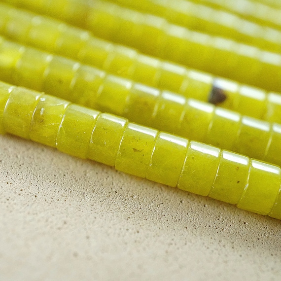 Olive Jade Beads (heishe)(smooth)(4mm)(15"strand)