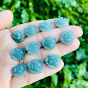 Blue Green Jade Lotus Flower Pendant: Carved Crystal Gemstone (15-17mm) Blue Green Jade Lotus Flower Pendant: Carved Crystal Gemstone (15-17mm)
