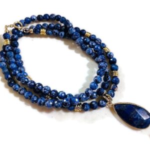 Blue Necklace - Jade Jewelry - Gold Jewellery - Pendant - Luxe - Long Blue Necklace - Jade Jewelry - Gold Jewellery - Pendant - Luxe - Long