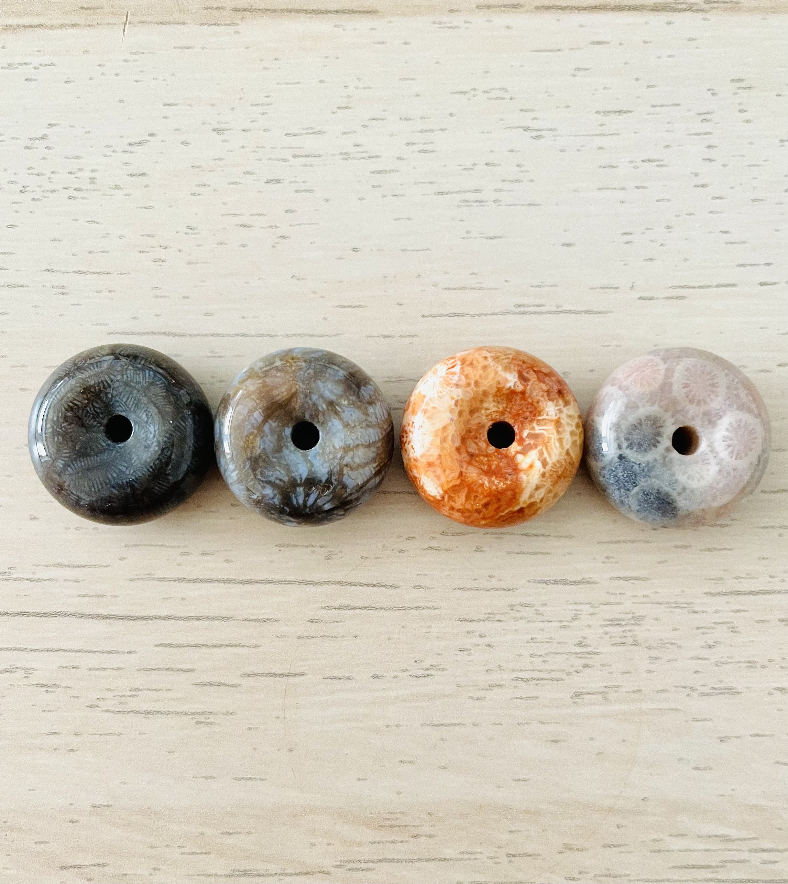 Coral Jade Donut: Carved Gemstone Pendant (18-22mm)