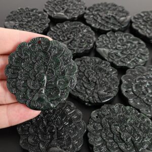 Grade AA Black Peacock Ink Jade Pendant Handcarved Natural One of a Kind Gemstone Grade AA Black Peacock Ink Jade Pendant Handcarved Natural One of a Kind Gemstone