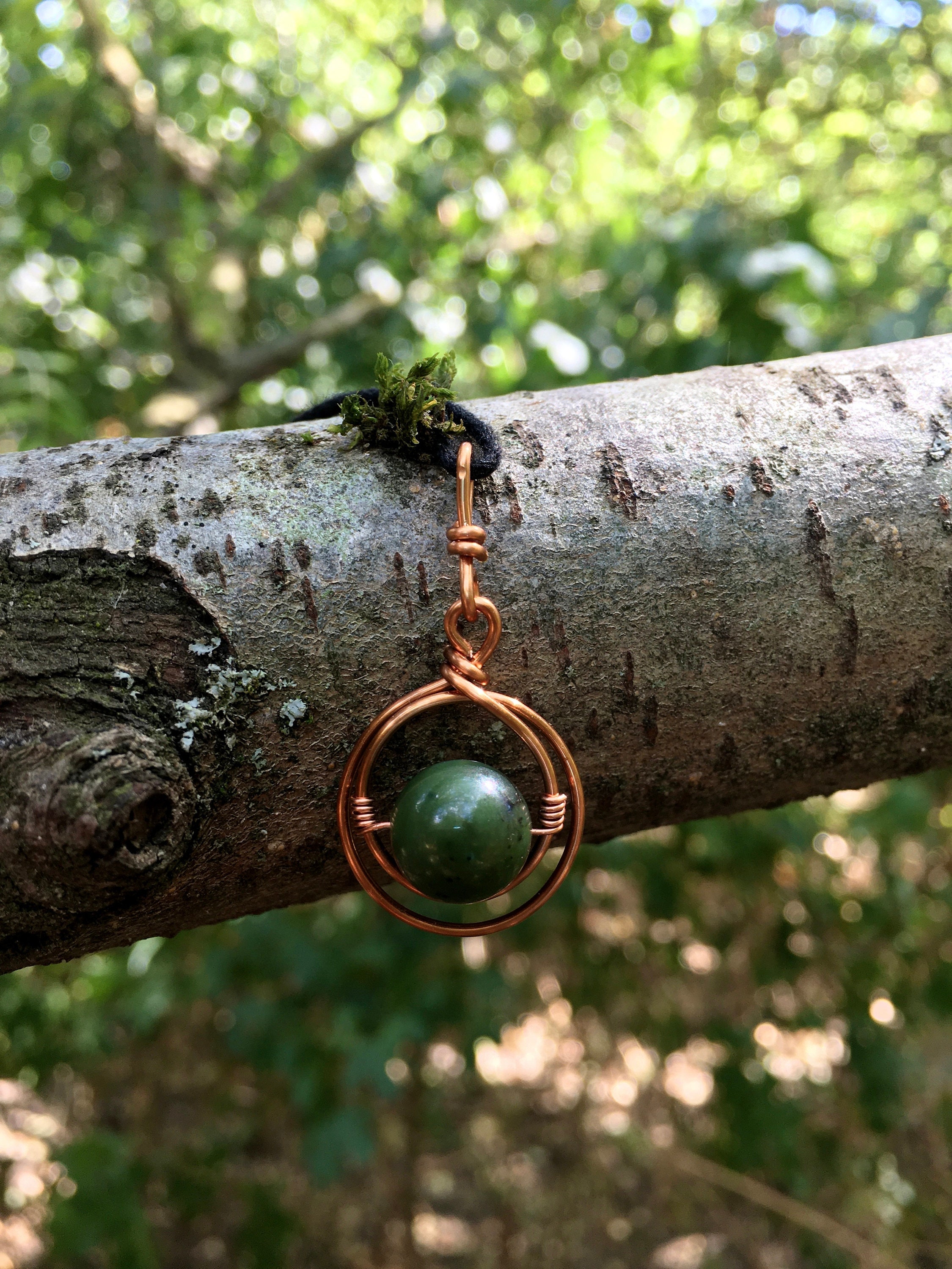 Minimalist Nephrite Jade Pendant Necklace, Handmade Gift Box