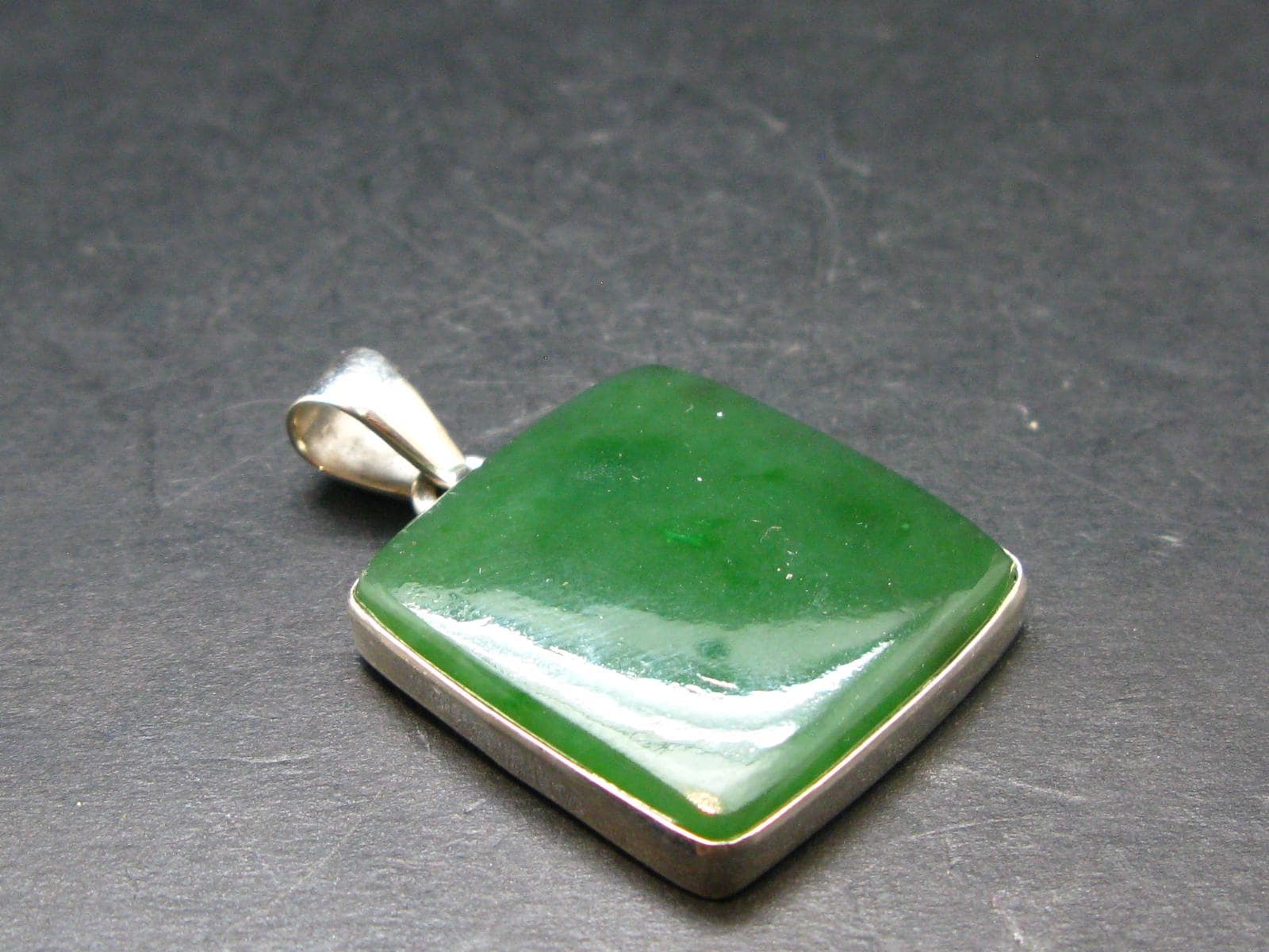 Nephrite Jade Silver Pendant From Canada - 1.5" - 9.85 Grams Nephrite Jade Silver Pendant From Canada - 1.5" - 9.85 Grams